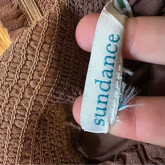 Sundance Smocked Waist Flowy Wide Leg Pants Womens Brown - Picture 4 of 7